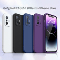 Half Wrapped Phone Cover Case for Xiaomi 11T Pro 11TPro 5G Square Shell Soft Original Liquid Silicone Housing Fundas Accessories