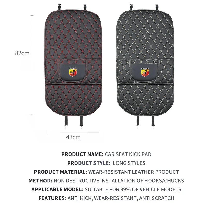 PU Leather Car Anti Kick Pad Auto Seat Back Protector Cover with Storage Pocket For Fiat Abarth 695 595 124 Spider Accessories - view 6