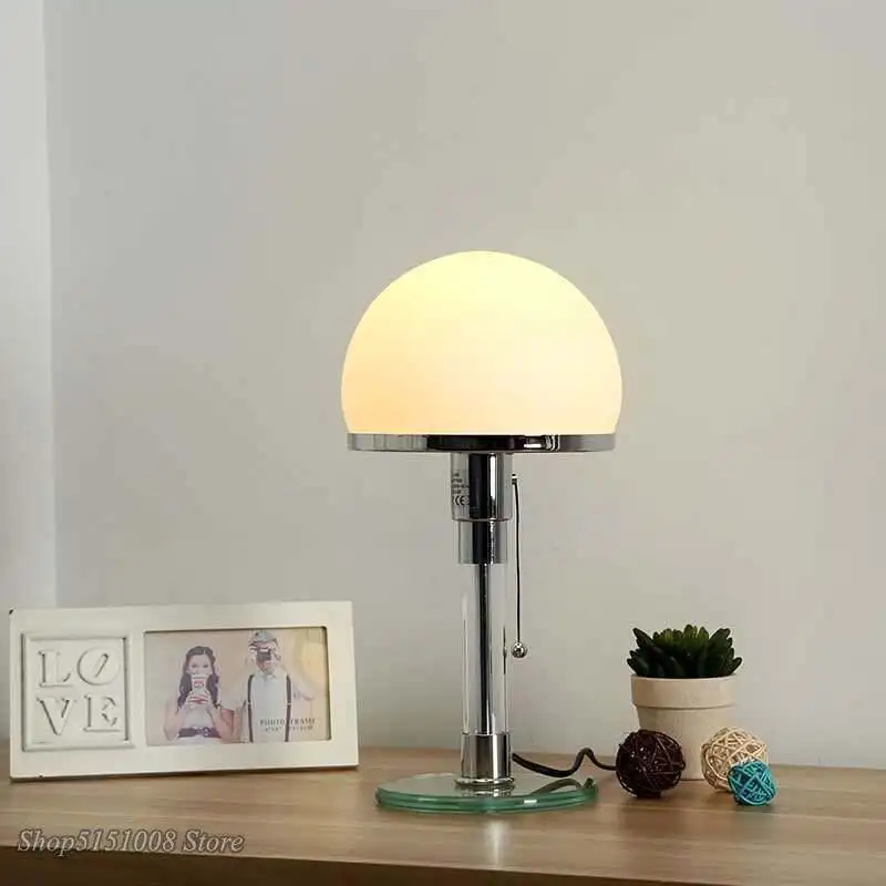 

Nordic Bedroom Living Room Coffee Study Table Decoration Lamps Retro Milk White Glass Lampshade Indoor Desk Lighting Fixture