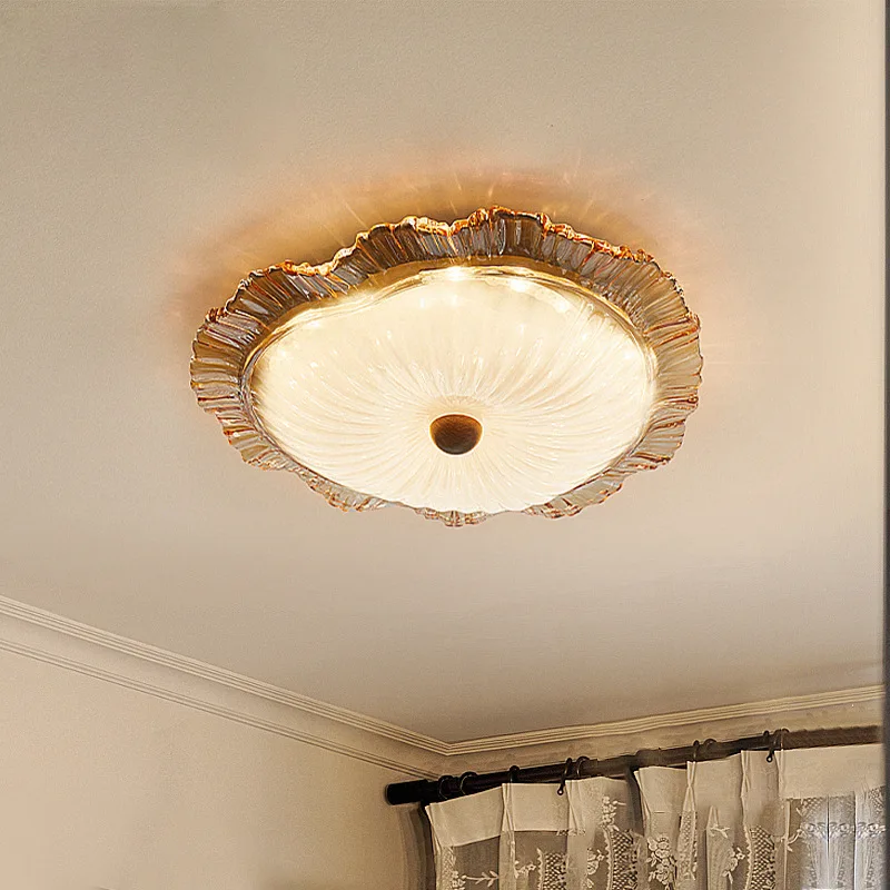 Peach heart shaped retro bedroom ceiling lamp, hardware ceiling light, milky white high-transmittance glass decor light ZY422HT