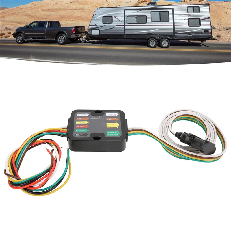 Para convertidor de luz trasera RV con conexión de cables de 3 a 2, adaptador de cableado de remolque de rendimiento estable para accesorios RV