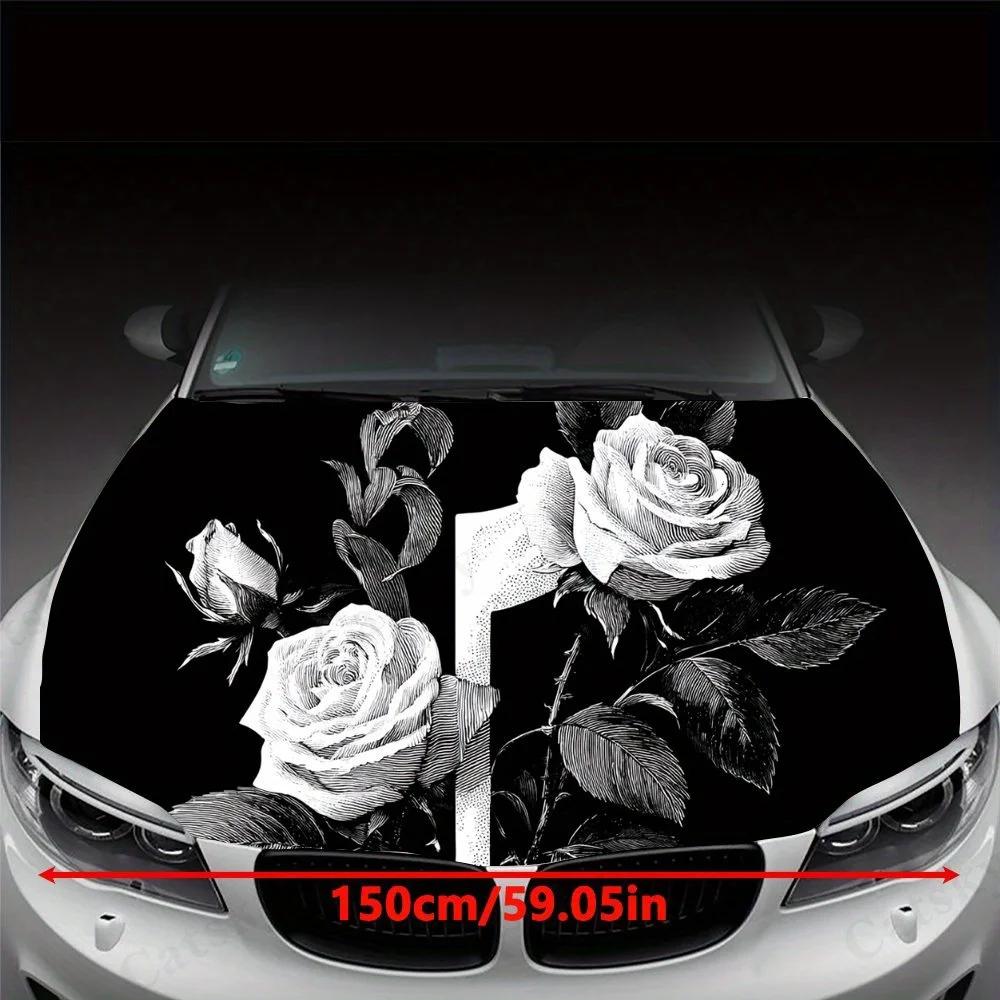 Vintage flowers and musical note print,car hood stickers,PVC waterproof Self adhesive car hood sticker,car hood decoration prote