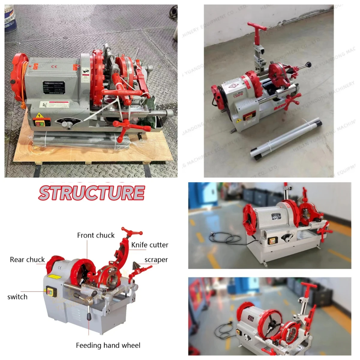 

Gold Seller 120/220/380V Customized Pipe Threading Machine With 4 Outriggers BSTP/NPT Threader Equipment