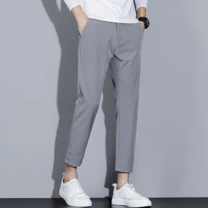 

Slim Fit Men's Suits Pants Tressed Stylish Clothing Work Wear Clothes Offer Up New in Korean Style Spring Male Suit Trousers