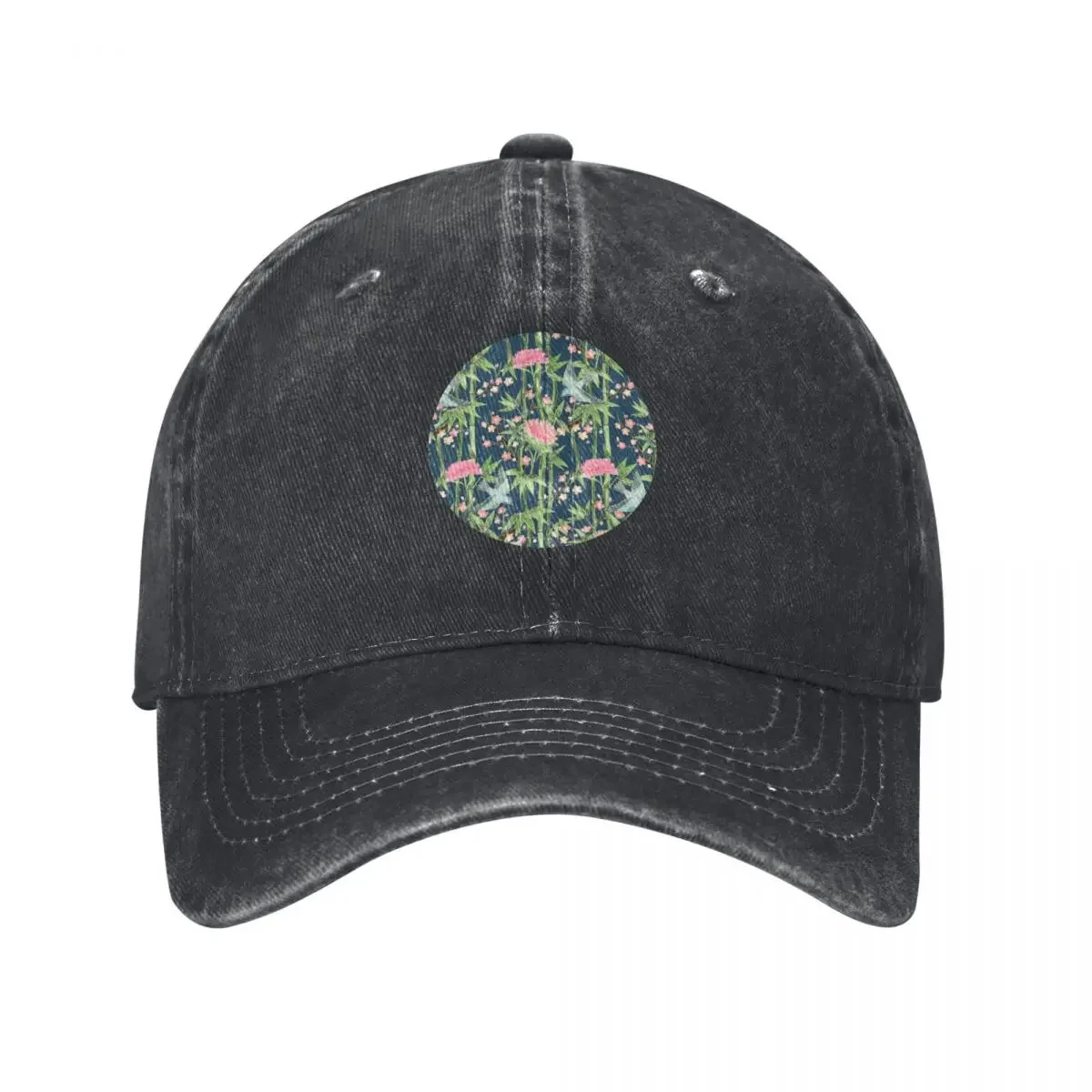 

Bamboo, Birds and Blossom - dark teal Baseball Cap Snapback Cap Luxury Cap Beach Bag Military Man Boy Women's