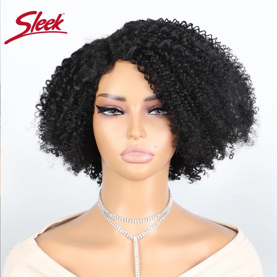 Brazilian Afro Kinky Curly Short Human Hair Bob Wigs Natural Black Deep Part Lace Type Black Dark Short Pixie Cut Bob Hair Wigs