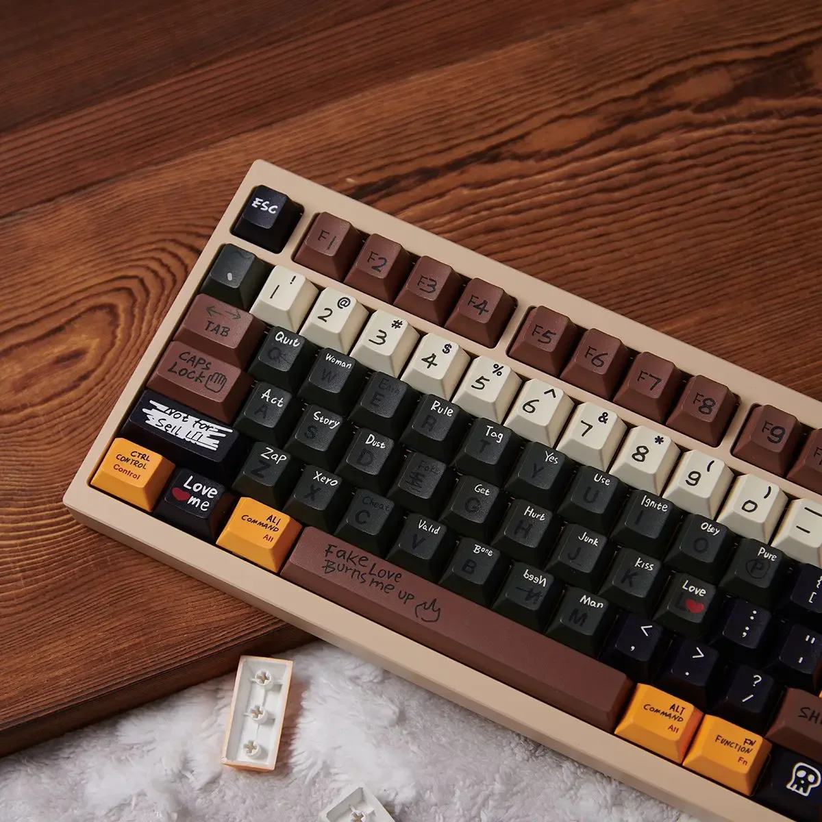 Imagem -02 - Teclado Mecânico Retro do Tema Keycaps da História do Amor Keycaps Criativos Conjunto Completo da Sublimação de Pbt Preto Cereja