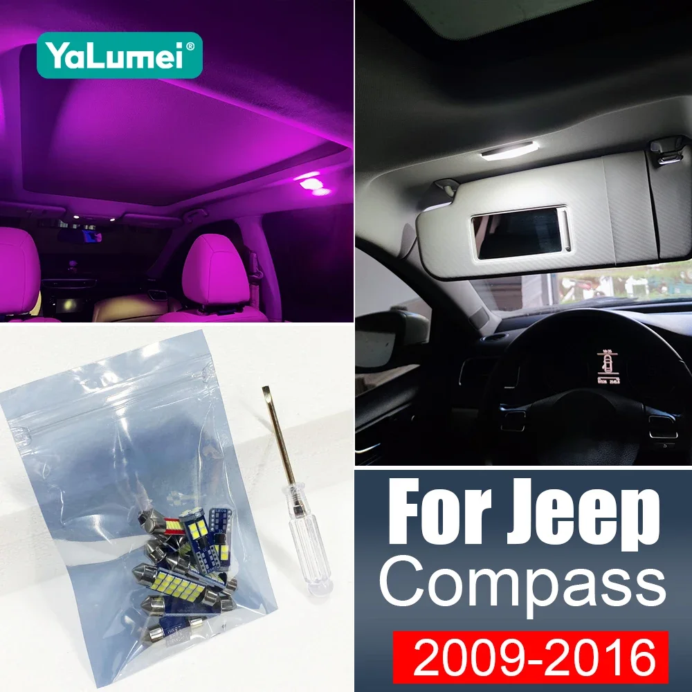 For Jeep Compass 2009 2010 2011 2012 2013 2014 2015 2016 4PCS 12v Car LED Bulbs Reading Lamps Trunk Lights Interior Accessories