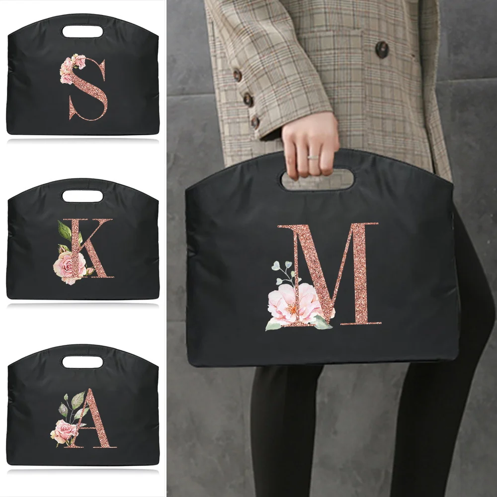 

Портфель для документов серии «Розовое золото», деловая офисная сумка, простой портативный портфель большой вместимости, ручная сумка для конференций и хранения документов