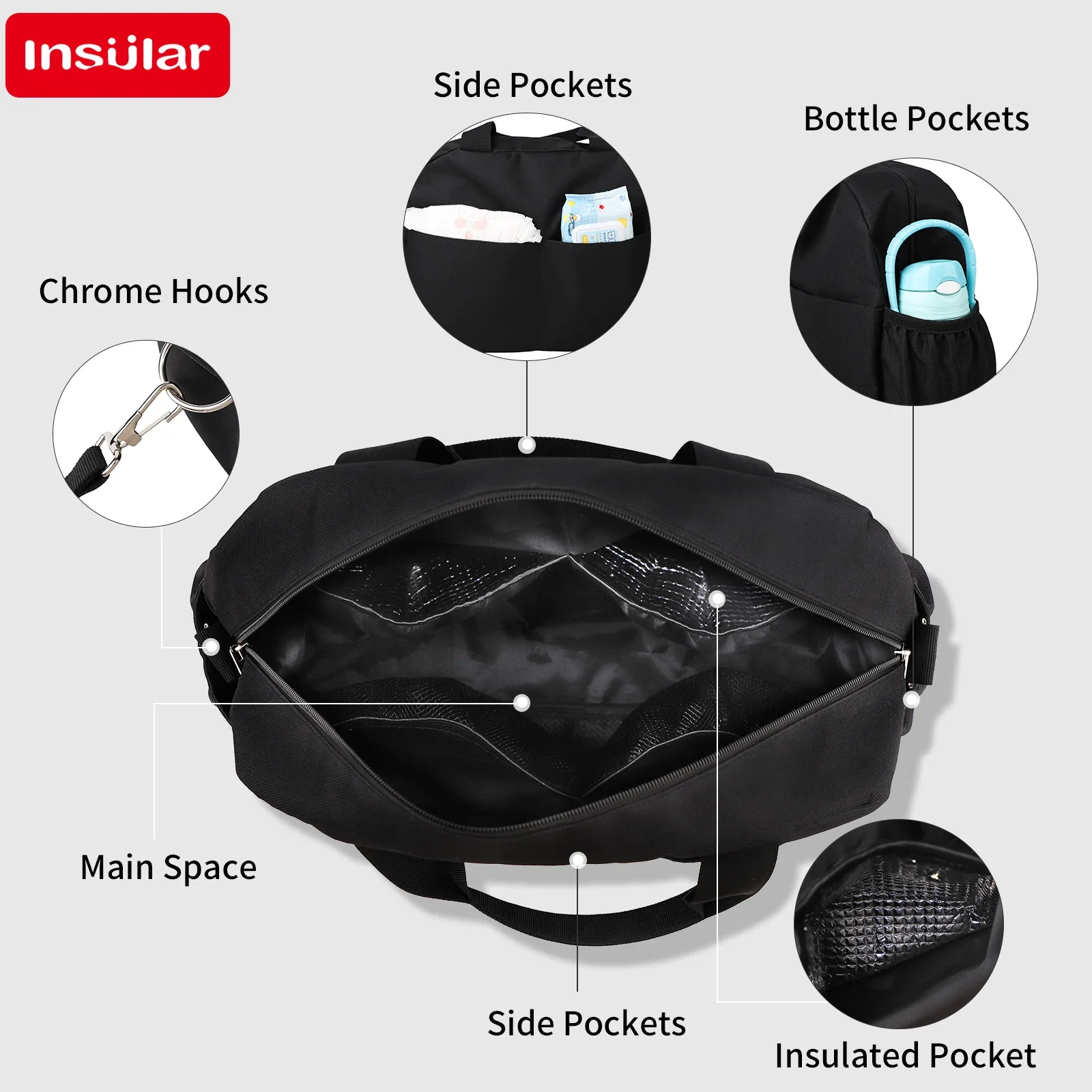 Stroller Hanging Easy to clean Package Waterproof Mommy Bags Large Capacity Baby Bottle Insulation Packet Multi-functional Out