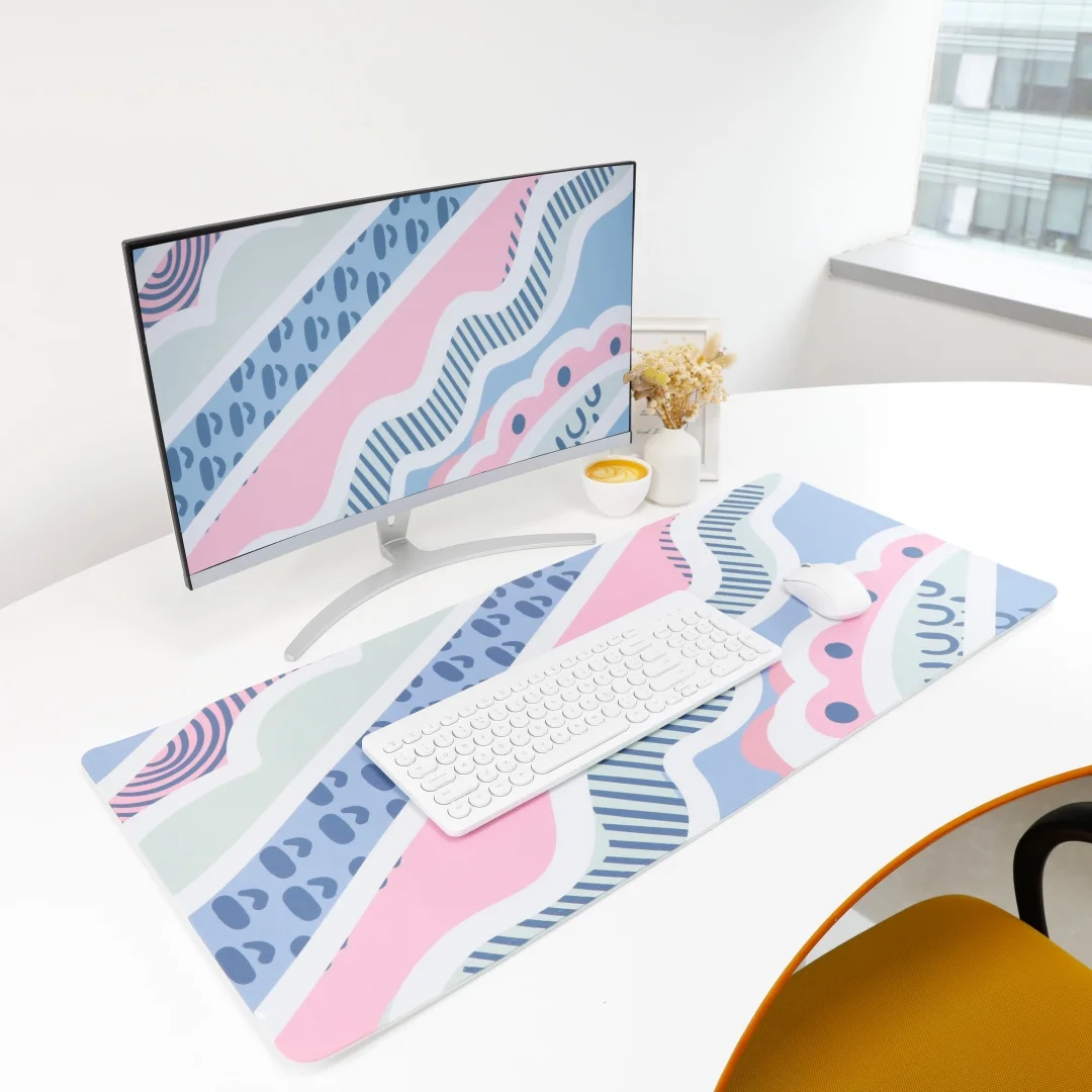 Cute Home Office 90x40cm Mouse Pad Striped Colour Large Mousepad Computer Game Keyboard Laptop Mouse Mat Non-Slip Rubber Base