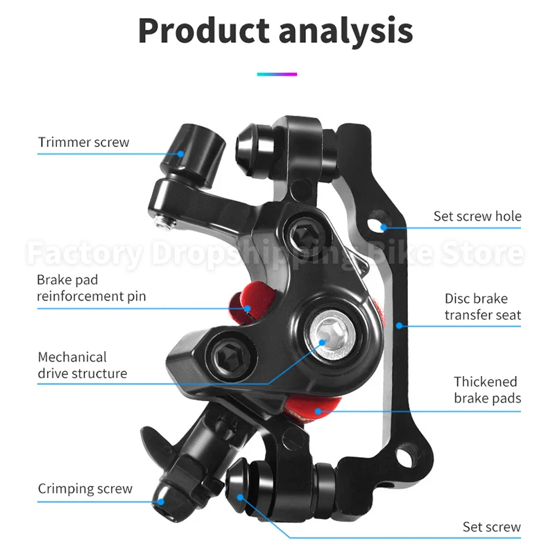 Aluminum Alloy Mountain Road Bike Mechanical Disc Brake Caliper Line Pulling Disc Brake Cycling Double Brake Bicycle Parts