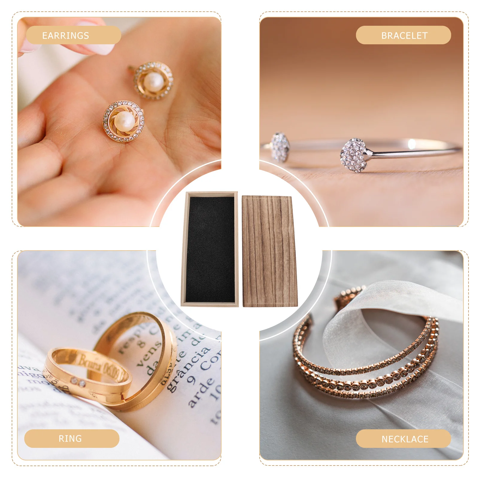 

1 шт., деревянная шкатулка для драгоценностей в стиле ретро, держатель для хранения, винтажный органайзер, чехол для колец, серег, ожерелий, браслетов, булавок, деревянный футляр для ювелирных изделий