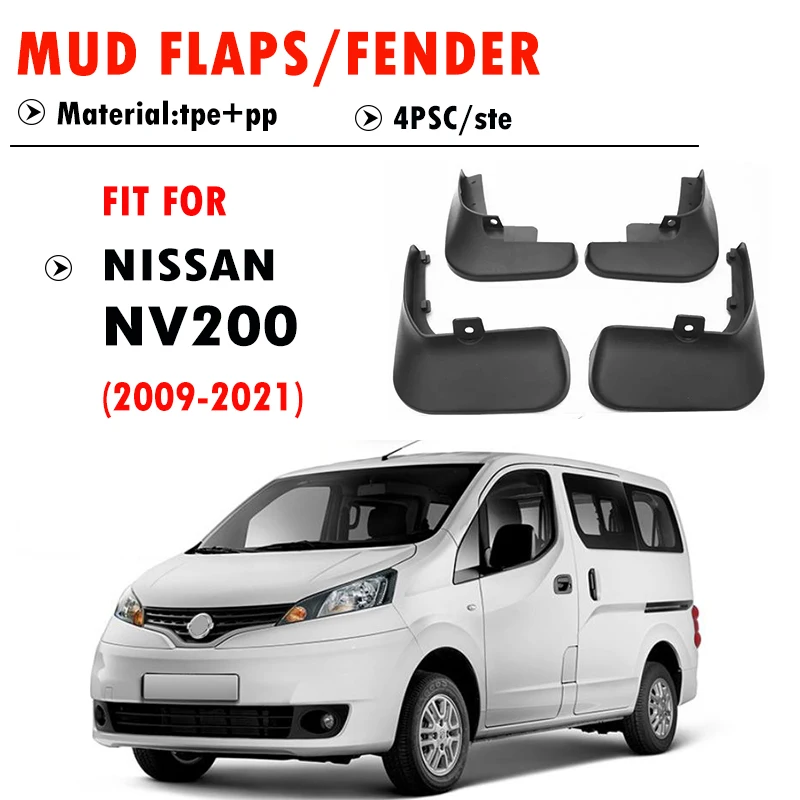 Guardabarros para Nissan NV200 Vanette Evalia, Juego de 4 Guardabarros Delanteros y Traseros, Accesorios para Auto, 2010-2019
