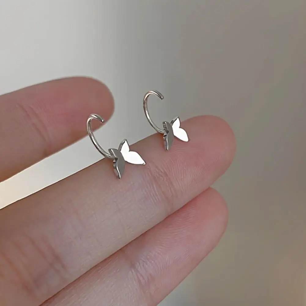 Skin Earrings Butterfly Design Earrings for Women Circle Shape Open-type Jewelry Easy Wear Accessories for Commuting Dating