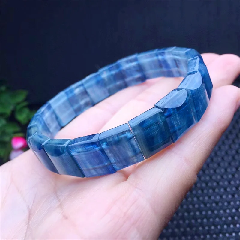 10MM Natural Kyanite Bangle Women Fashion Sweet Reiki Healing Energy Strand Bracelet Girls Jewelry Gift