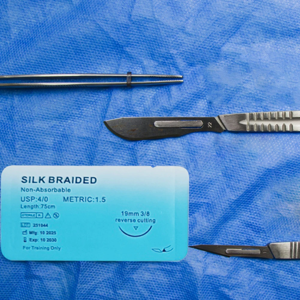 

Медицинский хирургический шовный материал 3/0 с силиконовым тренировочным матом для наложения швов, нейлон, шелк, без повреждений, для обучения наложению швов