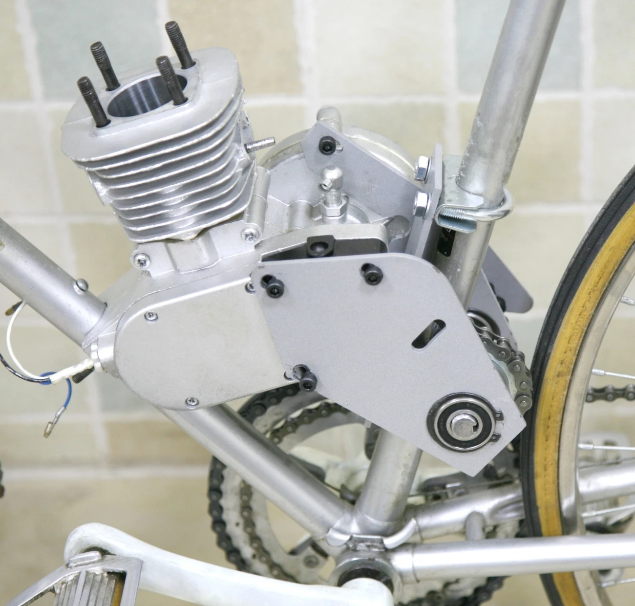 Upgrade Silver Jackshaft Kit For Gas 415 Chain Almost Unmodified 2 Stroke Engines 66cc 80cc Motorized Bicycle