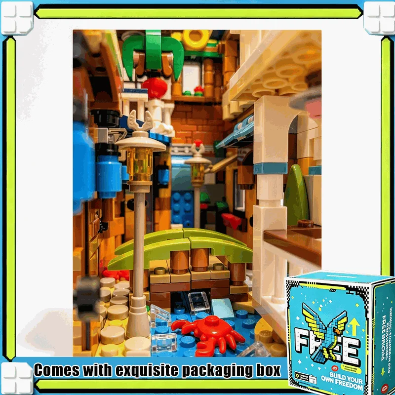 1017PCS Surf Street Book Nook Building Blocks Creative Seaside Town Model Set DIY Assembly Display Home Decor For Hobbyists