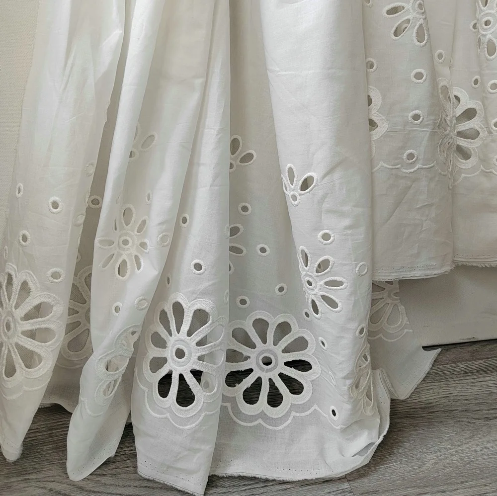 Hoge kwaliteit holle katoenen borduurkantstof, geschikt voor jurken, trouwjurken, kleding, doe-het-zelf materiaal holle bloemstof
