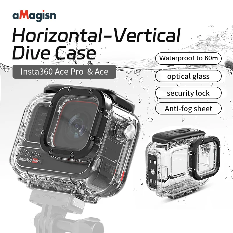 

For Insta360 Ace/Ace Pro Sports Camera Waterproof Housings 60M Dive Case High Definition Transparent Protective Shell Accessory