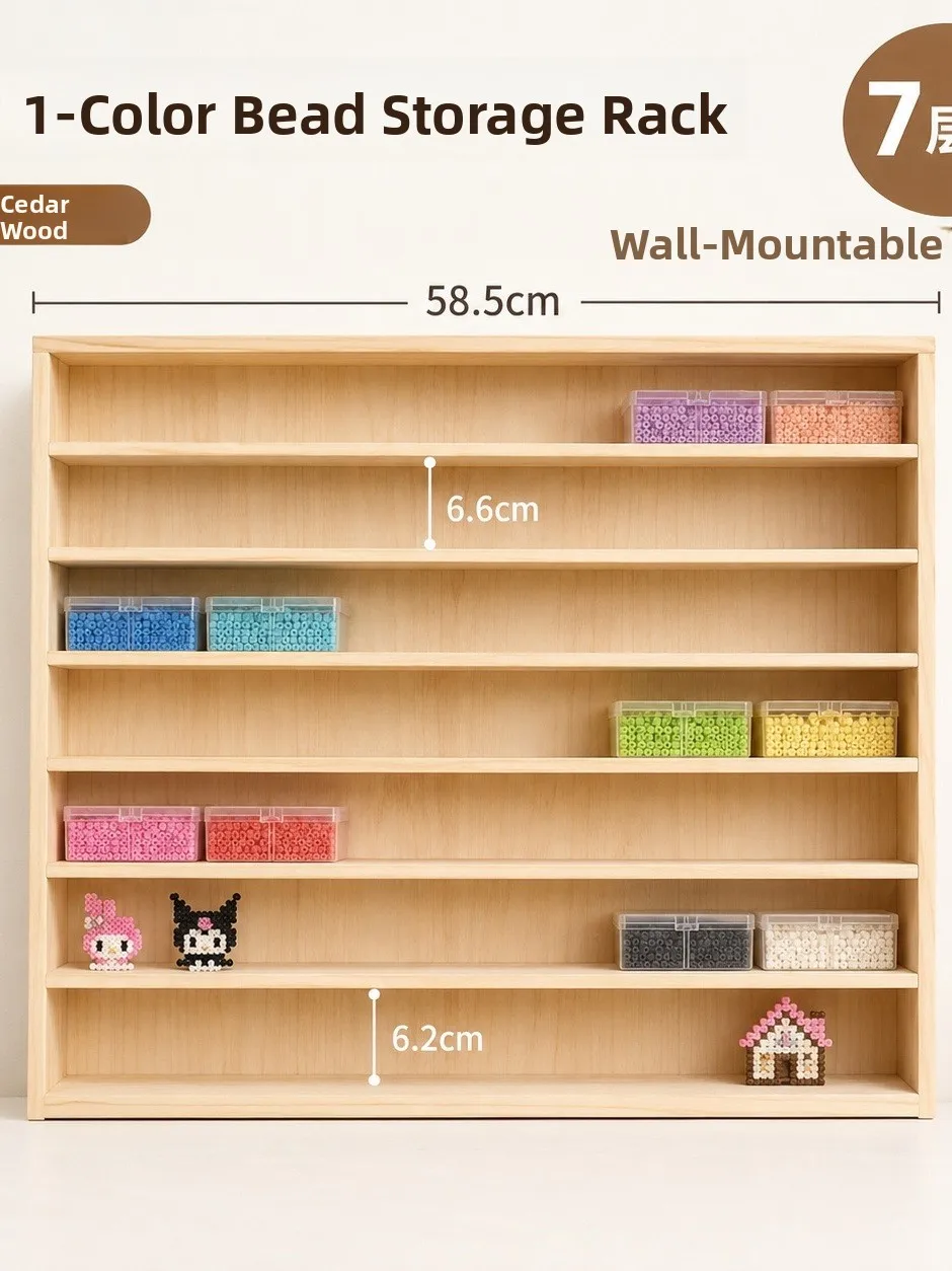 Large Capacity  Pine Bean Storage Rack Wall Mounted 7 Layers Wood Shelf Bean Storage Organizer Simple Style Rectangular ...