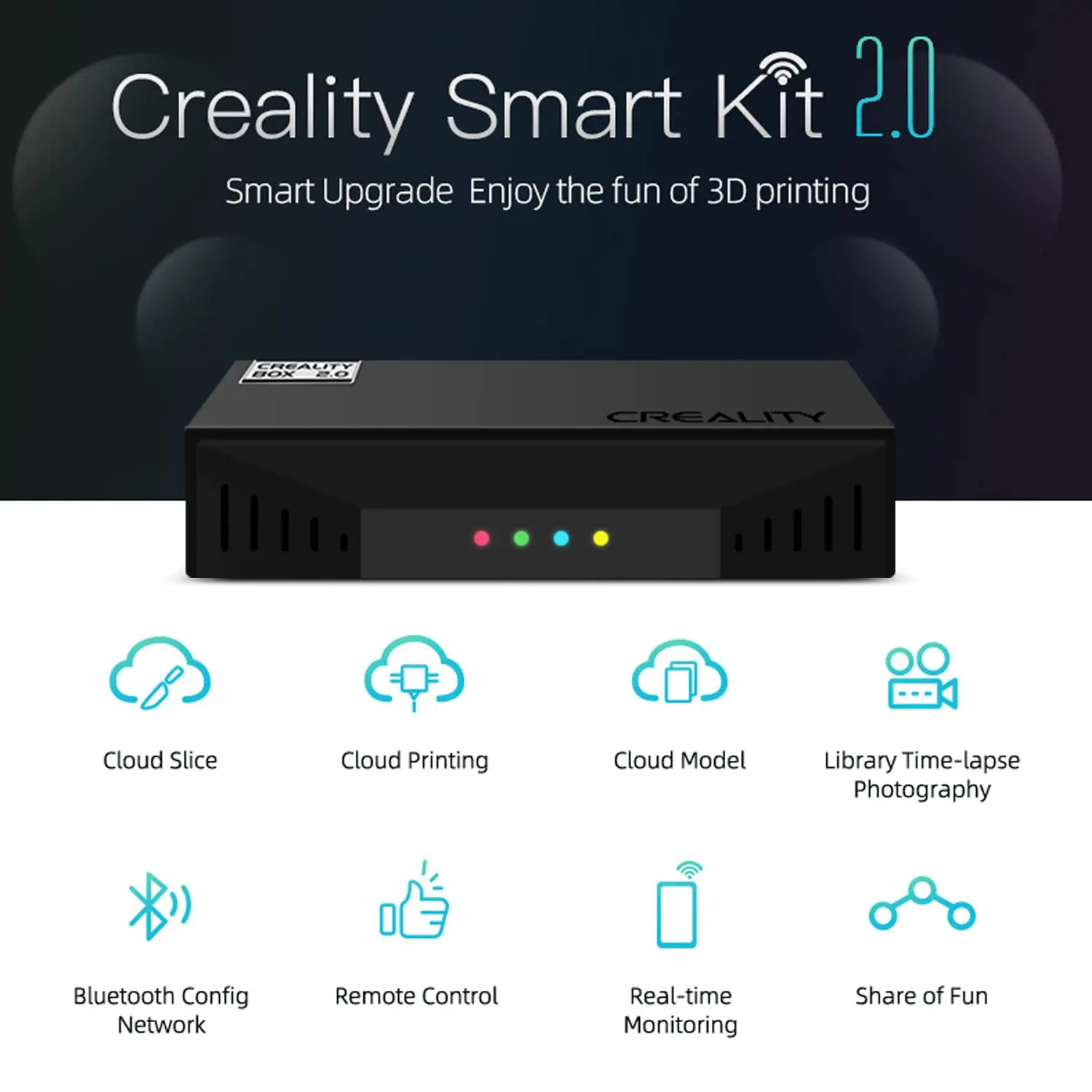 Creality wi-fi Box Smart Kit 2,0 Control inalámbrico asistente inteligente con cámara HD. Tarjeta 8G Cloud Slice para impresoras Creality 3D