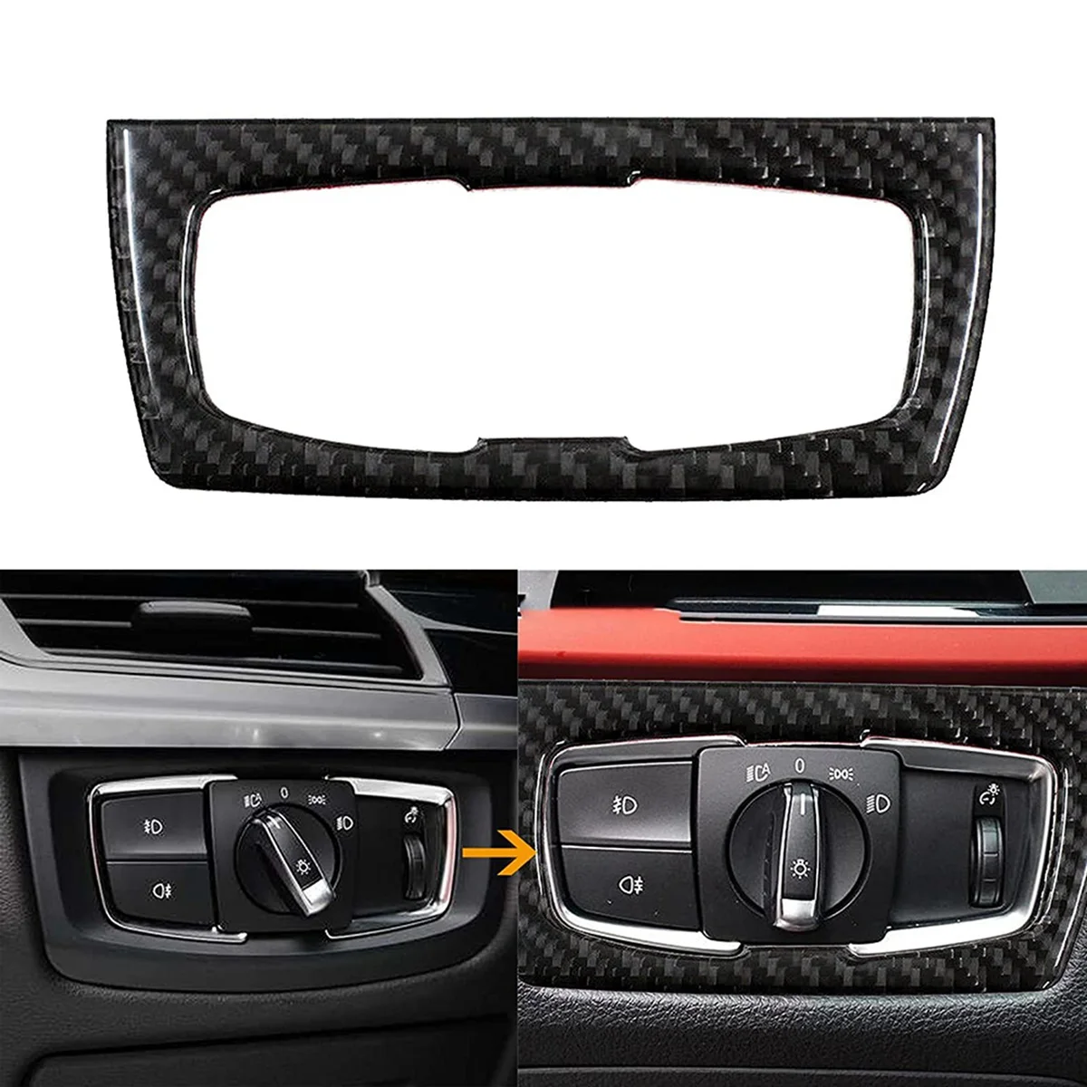 Full Set Interior Carbon Fiber for BMW- 3 Series F30 4 Series F33 2013-2019, AC Outlet Vents Trim, Gear Shift Knob Cover