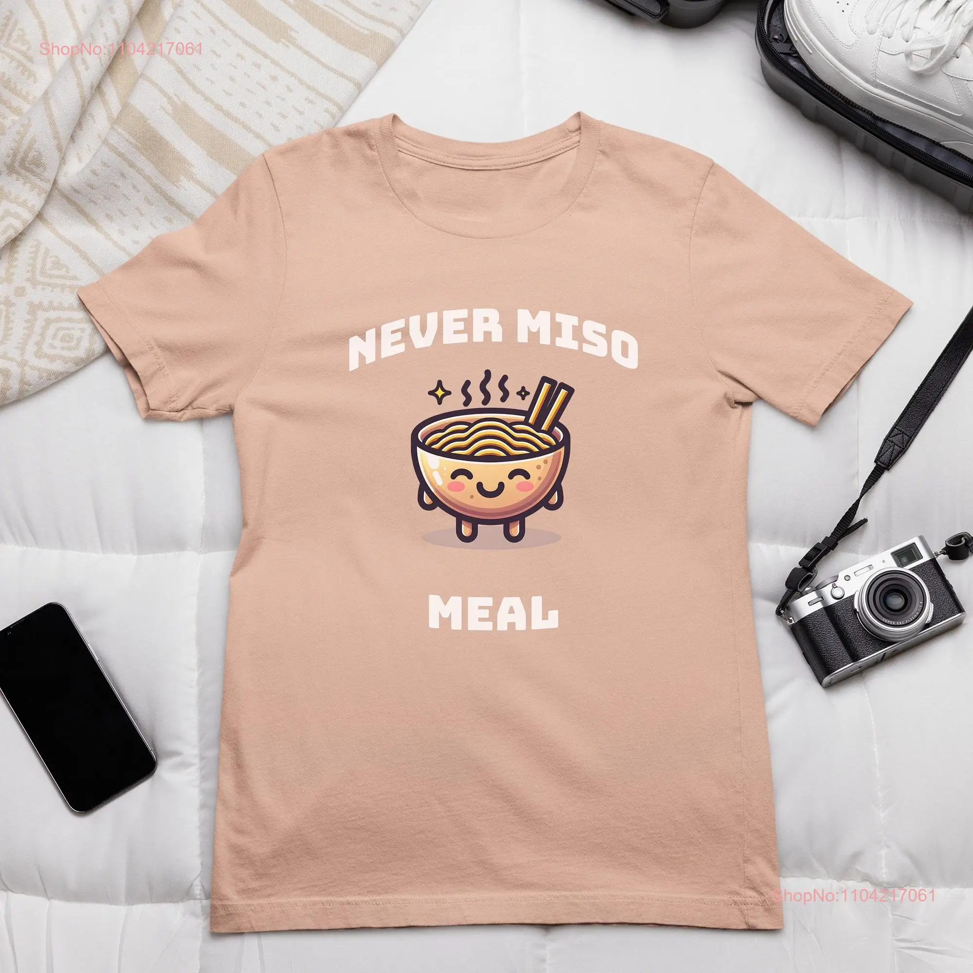 Never Miso Meal Cute Japanese s Ramen T Shirt Noodle long or short sleeves