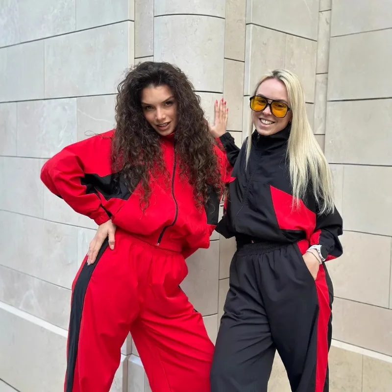 Women 2 Piece Sweatsuit 2026 Fall Long Sleeve Zip Up Sweatshirt Jogger Pants Machting Lounge Sets Track Suit