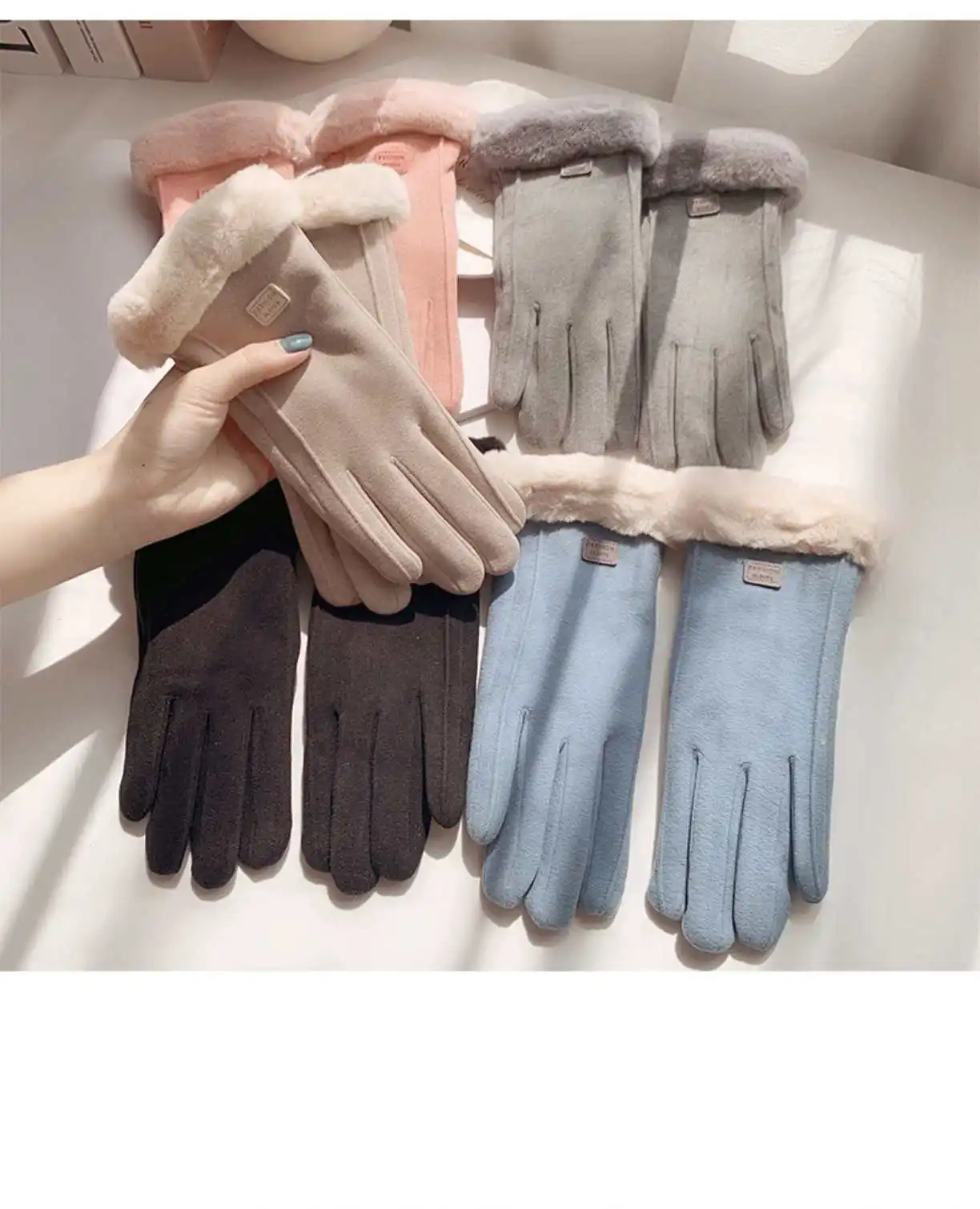 

Women's thermal gloves for winter, touchscreen compatible, fleece-lined, outdoor use, thickened, windproof and cold-resistant