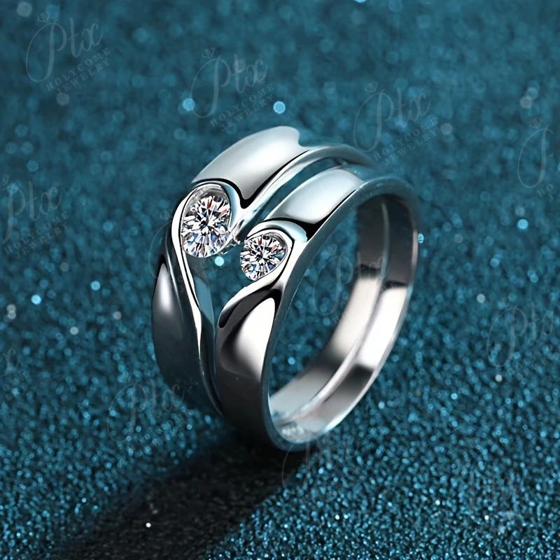 Couple Rings Featuring VVS1 Grade Moissanite crafted with a minimalist design suitable for banquets and engagement occasions