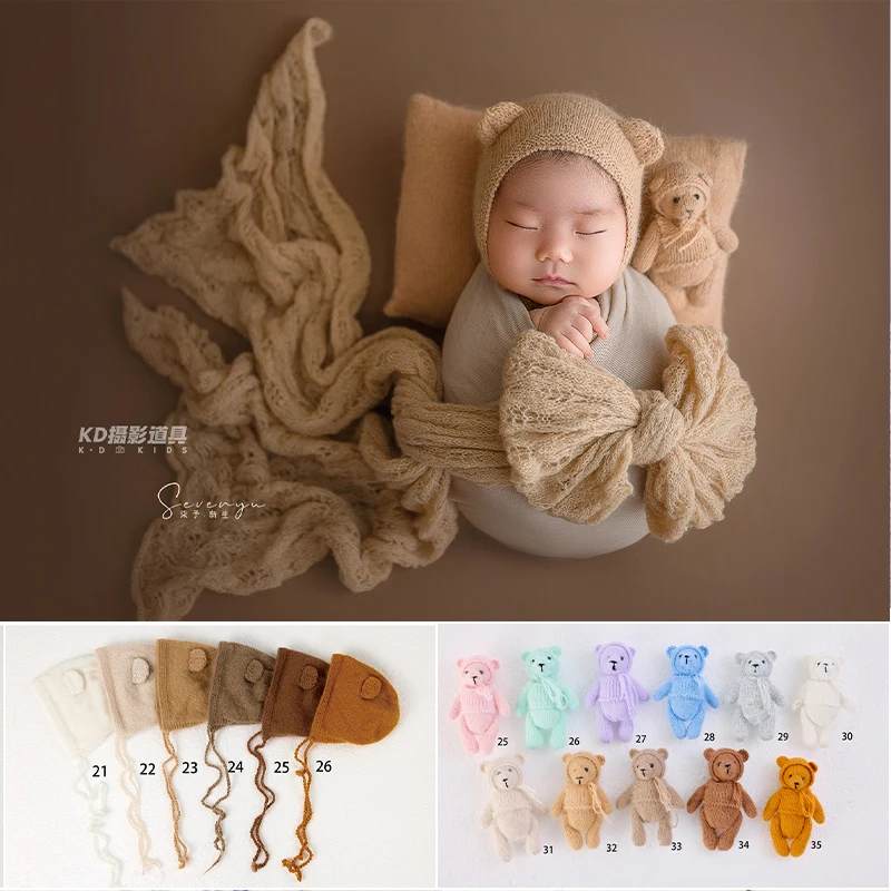 

Вязаная игрушка-мишка, мини-кукла ручной работы, реквизит для фотосъемки новорожденных 15*10*5 см, удобная игрушка для новорожденных, доступна для оптовой покупки