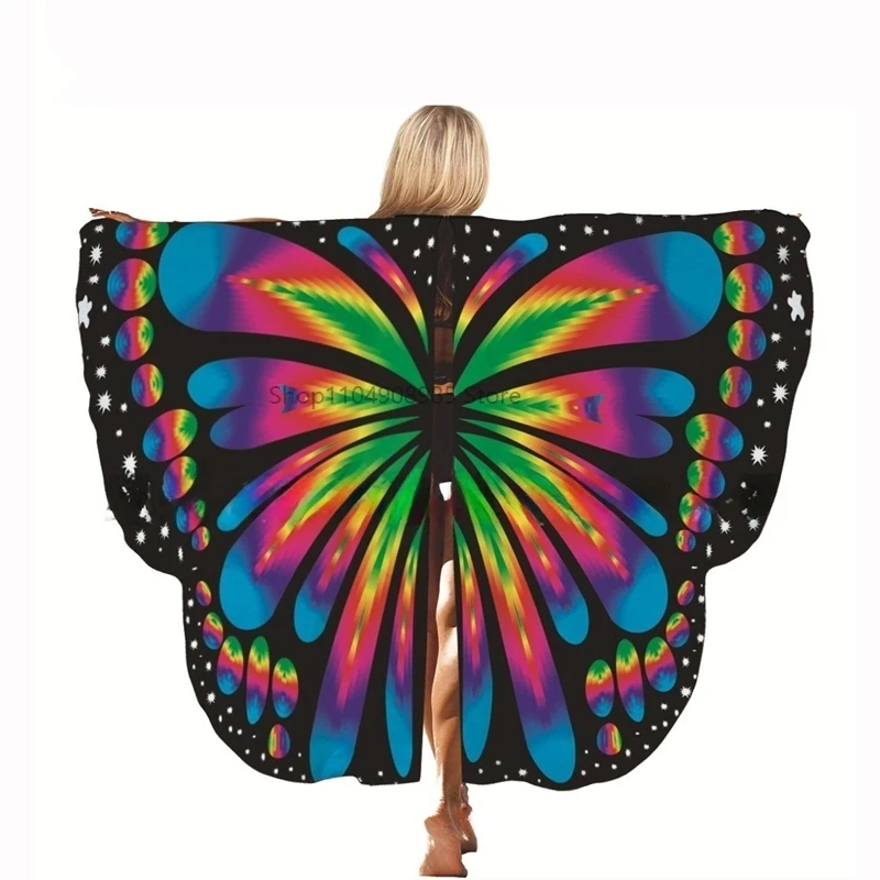 

Women Butterfly Wings Shawl Fairy Ladies Cape Fancy Halloween Nymph Dress Up Pixie Wings Cloak Adult Festival Costume Accessory