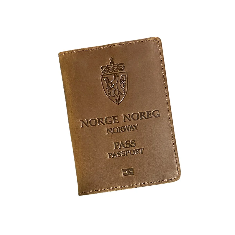 The Kingdom of Norwegian Passport Cover Case Genuine Leather Norwegian Kongeriket Norge Cowhide Passport Holder