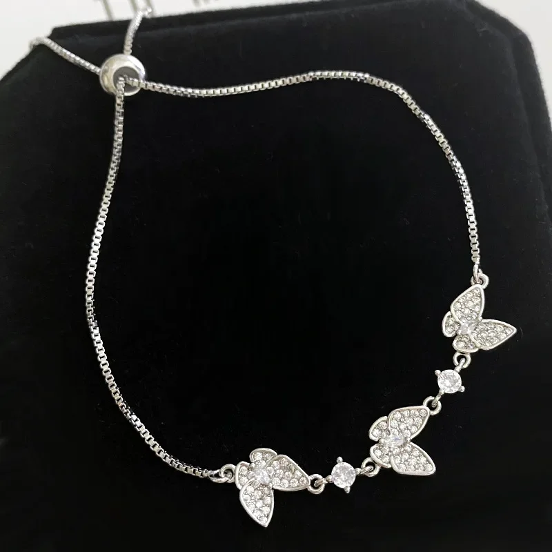 MDLFES مويسان الماس نمط مزاجه الحلو فراشة صغيرة سوار المرأة 18K مطلية بالذهب CCTV شعور كبار