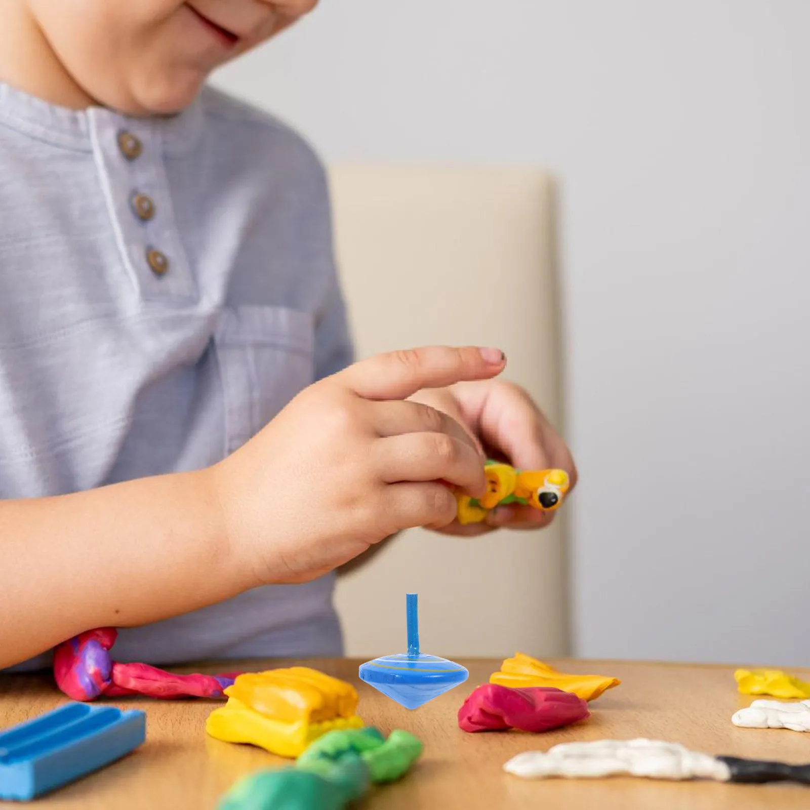 25Pcs Wooden Spinning Tops Kids Educational Decompression Plaything Bright Color Hand Eye Coordination Montessori