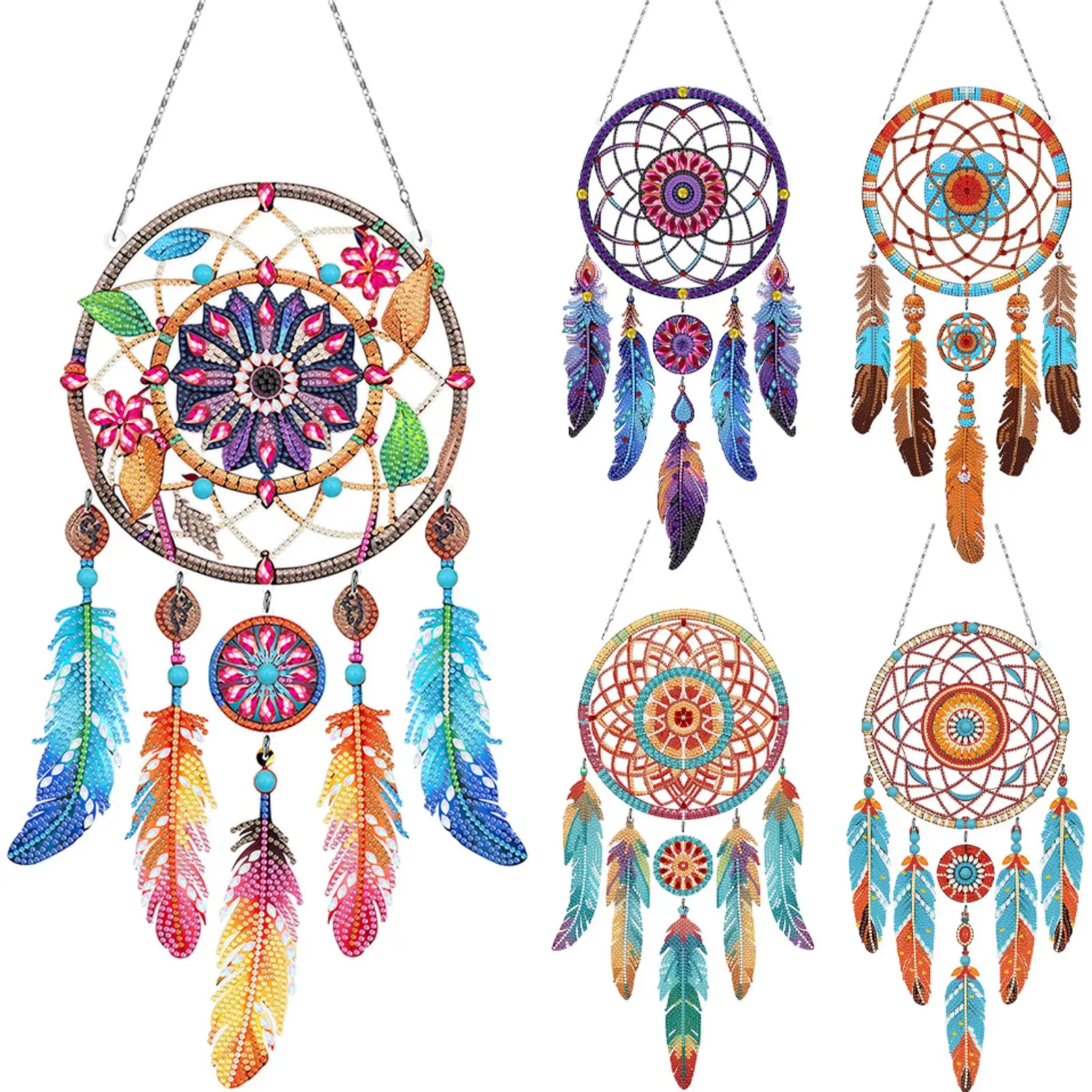 

Dream Catcher 2D Flat DIY Rhinestone Diamond Art Window Pendants Special Shape Diamond Art Pendant DIY Home Decor Hanging Charm