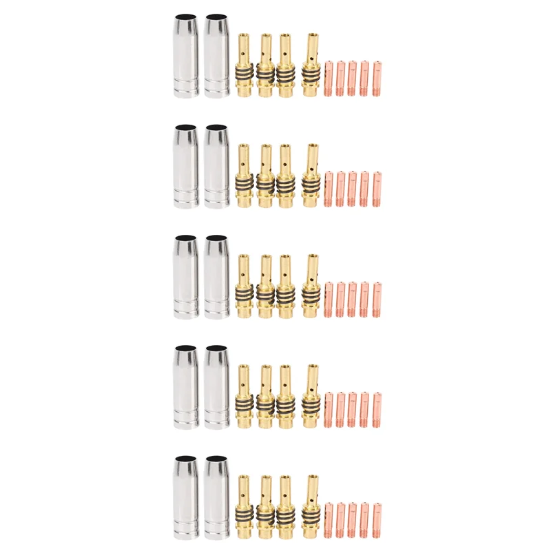 

AA76-55 шт. сварочное сопло Mig, насадки для сварочной горелки, золотой держатель наконечника, контактные наконечники, 0,040-дюймовый набор газовых диффузоров для горелок