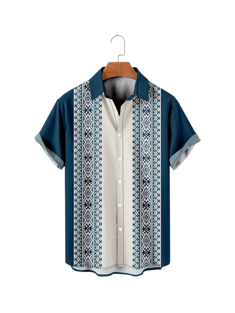 Camisa floral listrada masculina, havaiana, havaiana, tops de manga curta, impressão 3D, roupas Dazn, moda floral, verão