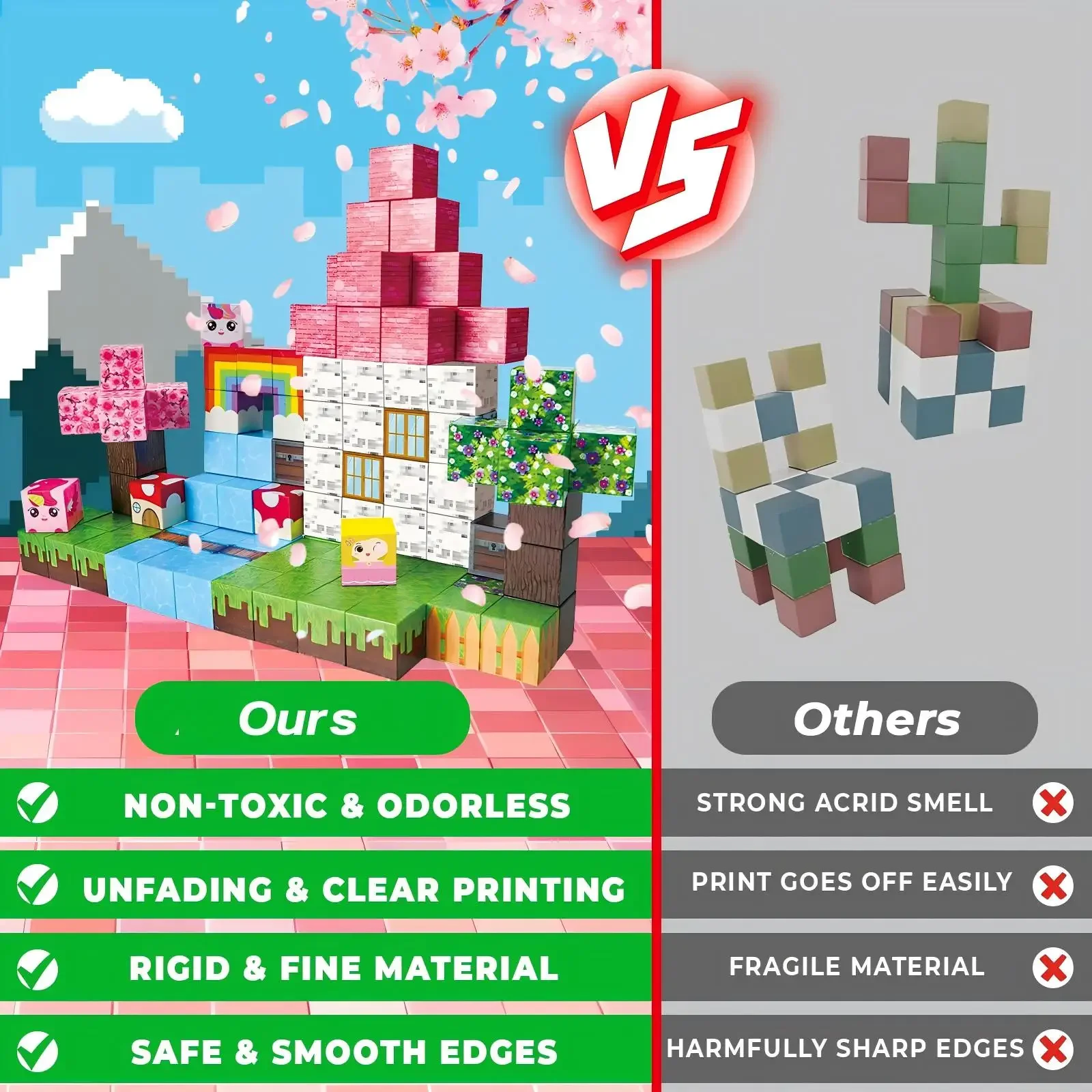 Magnetische Blöcke, der ultimative Montessori-Pädagogik für Kinder, Spielzeug, Konstrukteur, 100-teiliges kreatives Bausteine-Set, magnetischer Block