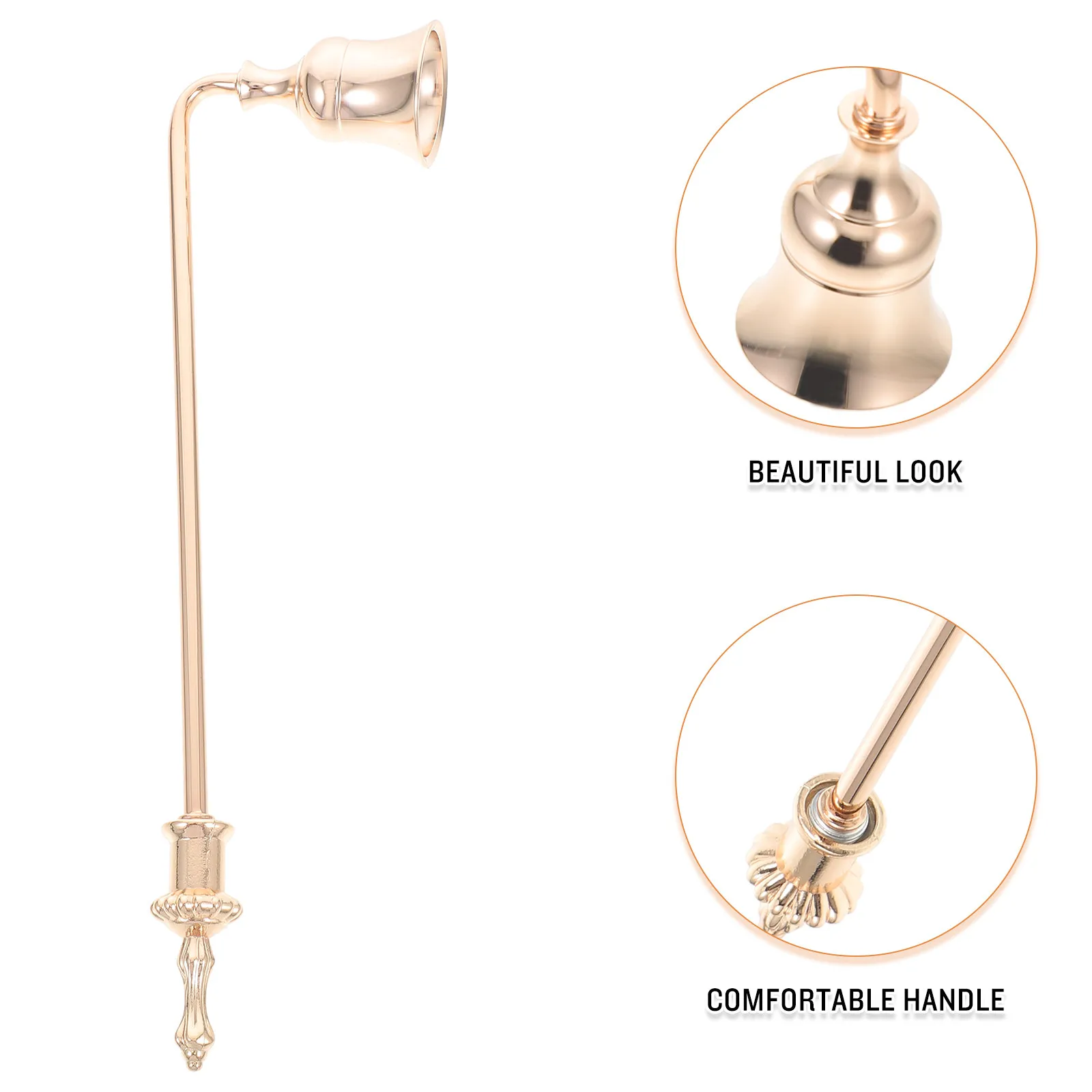 Snuffer with Extra Long Handle Vintage Metal Design Safely Extinguish Wick Flame for Jar Tea Light Aromatherapy Candles