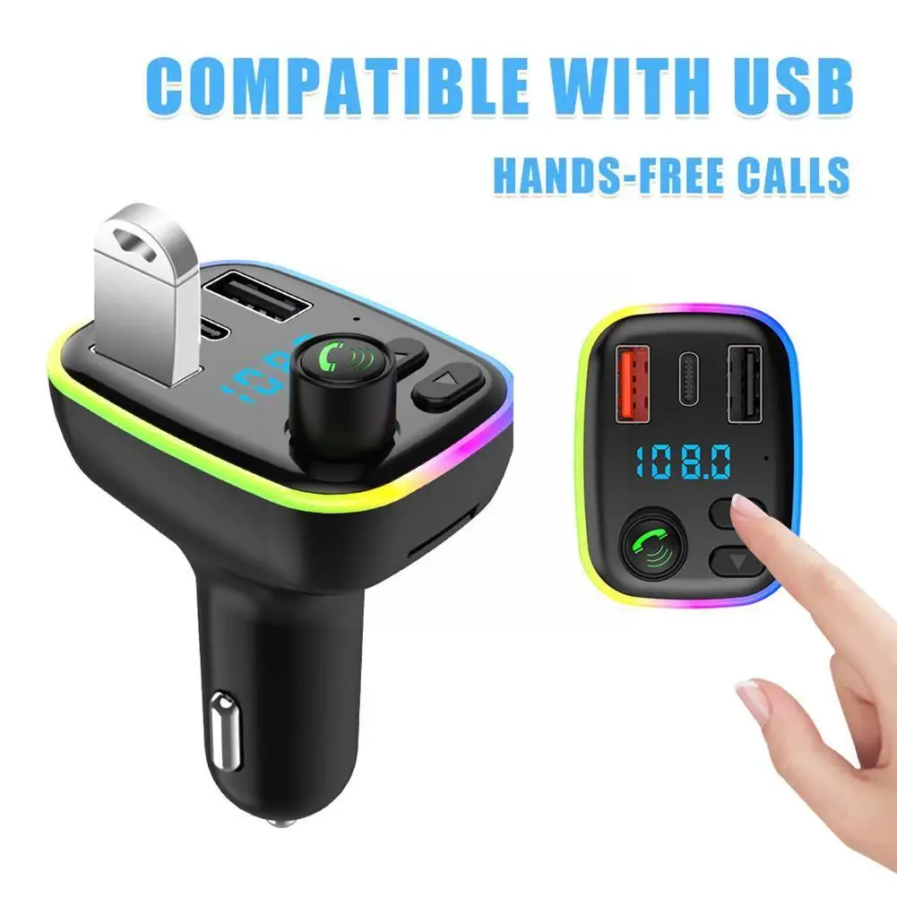 

Car FM Transmitter Bluetooth 5.0 Wireless Handsfree Car Fast type-C Auto Charger MP3 Player USB Accessories Receiver Audio Q5C4