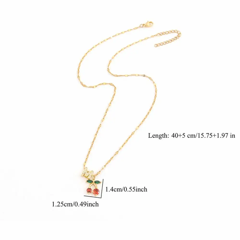 Vergoldete Kirsch-Halskette mit Initialen für Damen und Herren, Zirkon-Schmuck – Detail 5