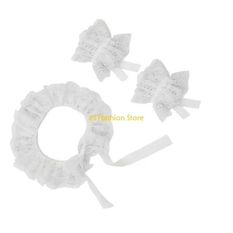 Y5GC Anime Faux Collar Wrist Cuffs Accessories Women Cosplay Theme Event Dressingup