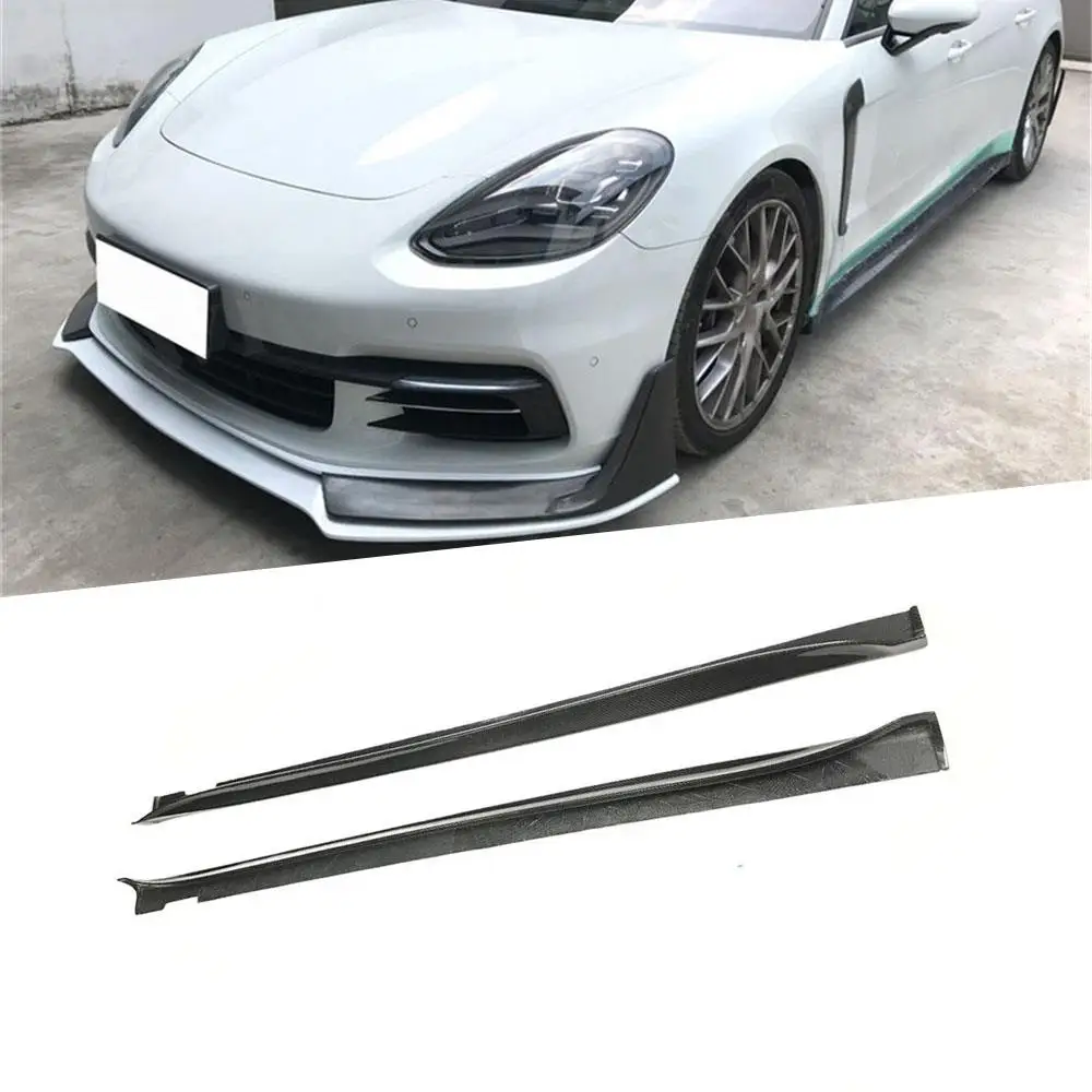 Dry Carbon Fiber Side Skirts Bumper Aprons For Porsche Panamera 971 2017 2018 2019 Car Side Skirts Apron Extension Lip Spoiler