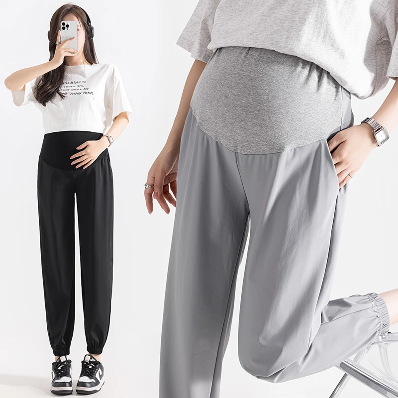 

Summer Thin Cool Breathable Pants for Maternity Sports Casual Jogger Trousers for Pregnant Women Elastic Waist Belly Pregnancy