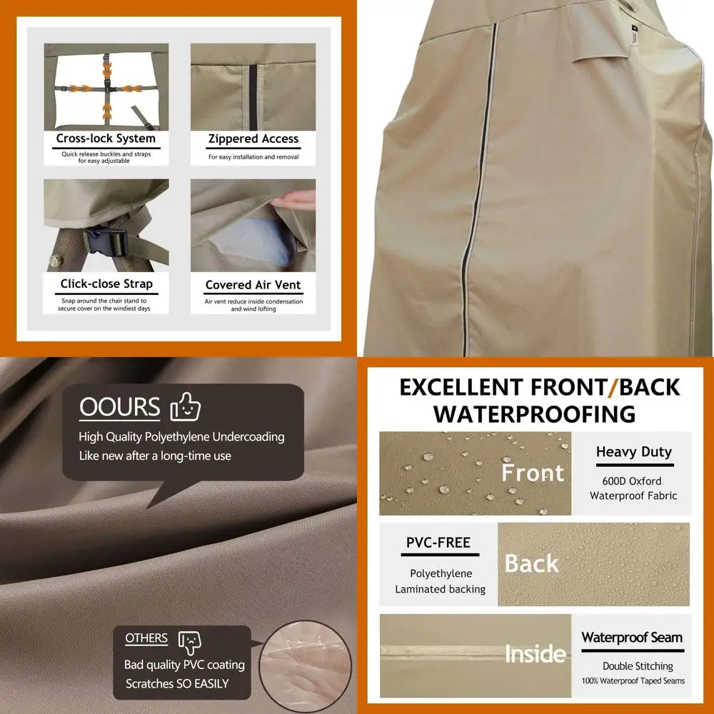 

2 Person Outdoor Swing Chair Cover, Adjustable Straps, Waterproof 600D Oxford Fabric, Easy to Use