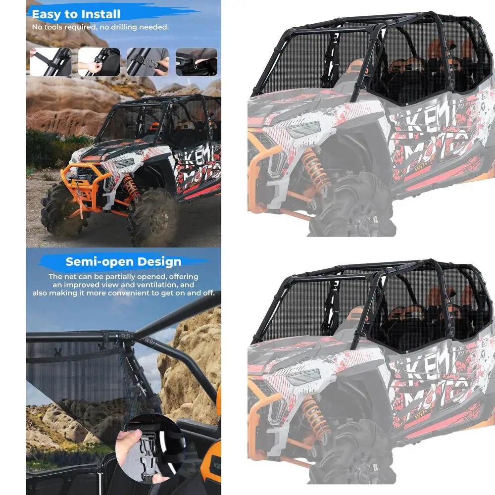 

4-Door Mesh Roll Cage Side Window Net for 2014-2023 RZR XP1000/Turbo Sun Protection