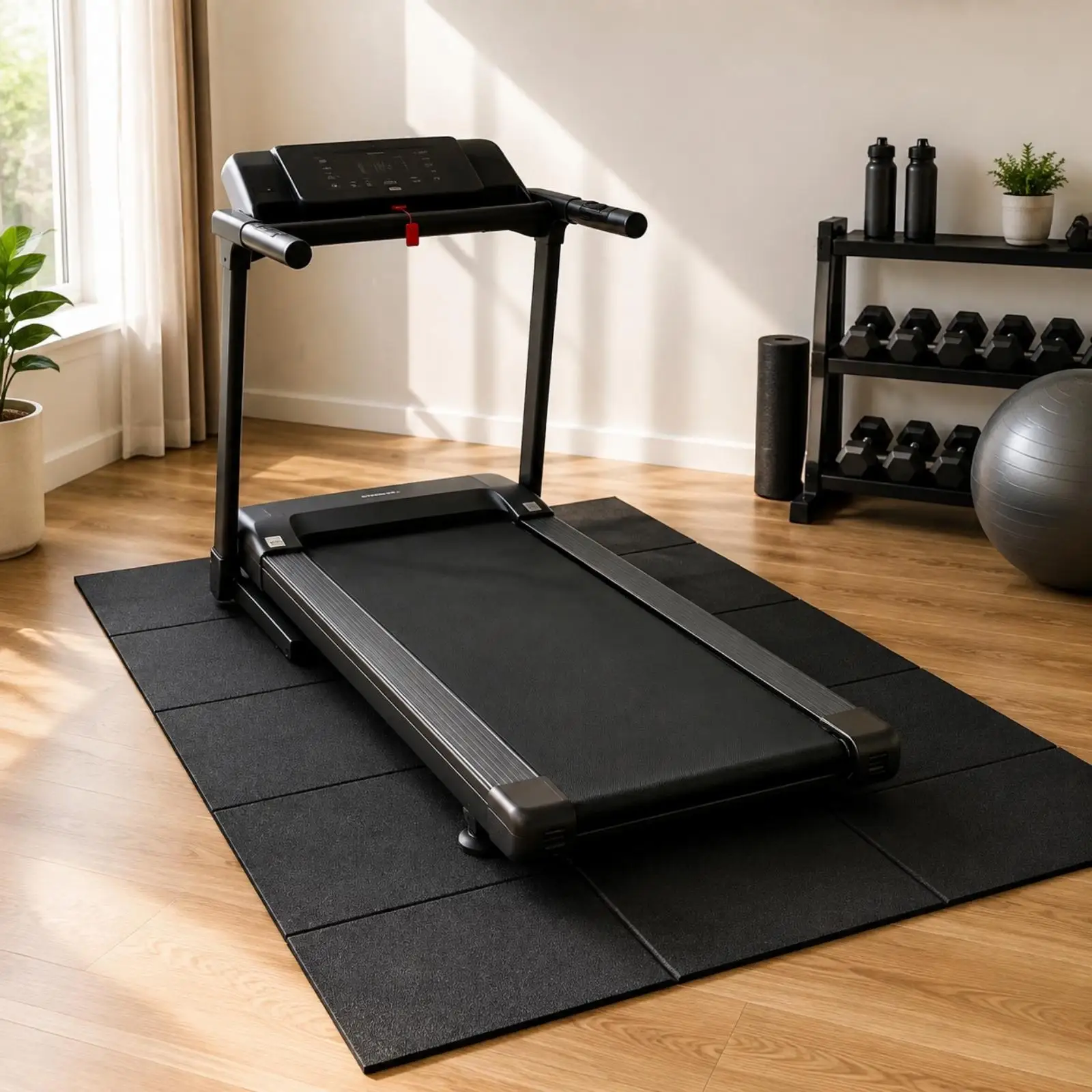 Heavy Duty Gym Floor Mat Foldable PVC Anti Slip Pad for Fitness Equipment Treadmill Protector Scratch Resistant